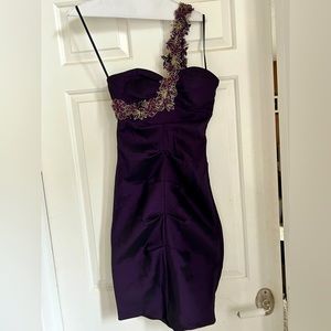 Deep purple one shoulder dress